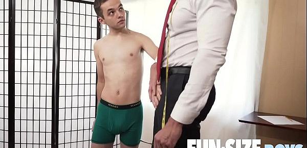  FunSizeBoys - Small boy takes silver daddy monster cock and whimpers